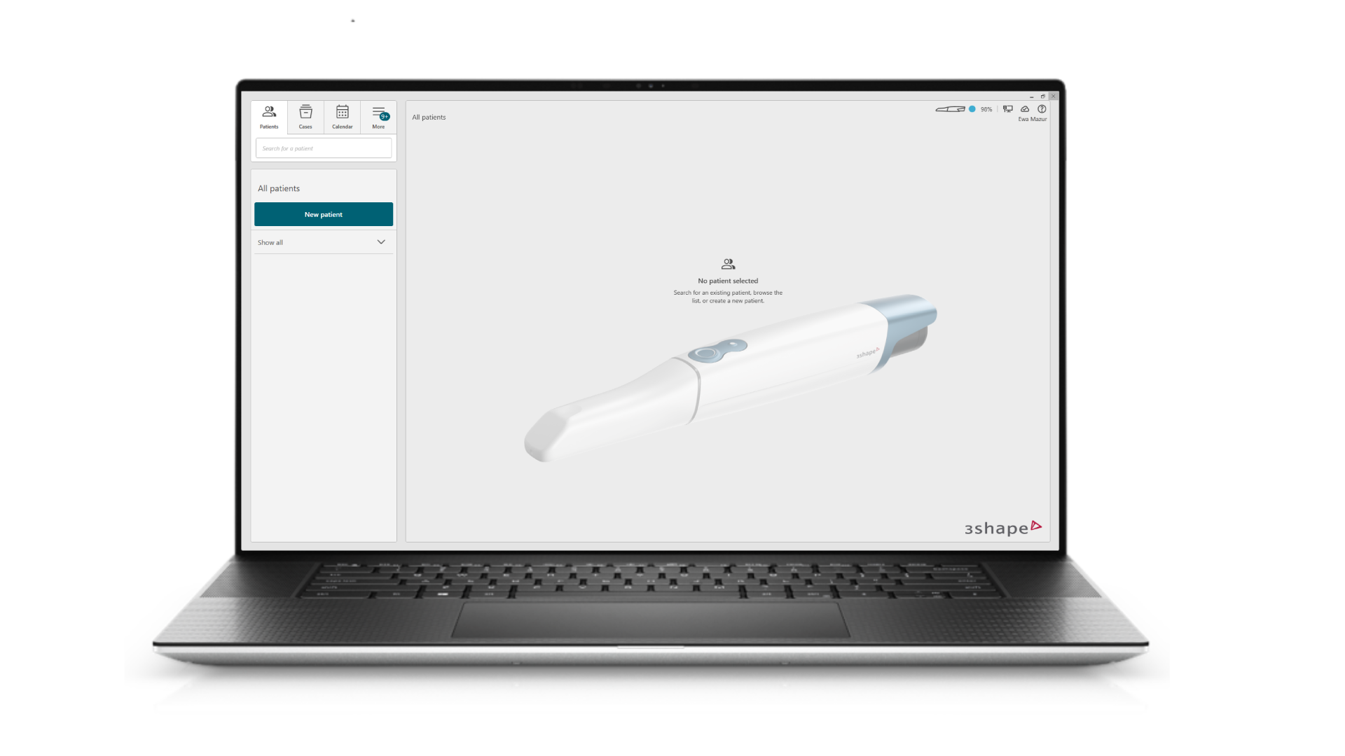 Dental System software interface laptop